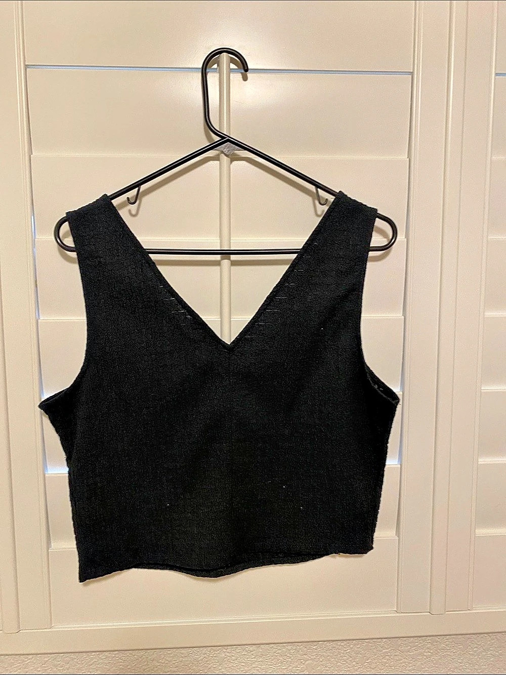 Madewell V-Neck Crepe Sleeveless Crop Top Black Size Large